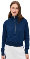 Good American Jeanius Mock Zip Pullover Indigo377 In Indigo377