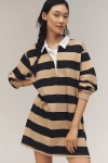 Good American Jersey Polo Long-sleeve Mini Dress In Brown