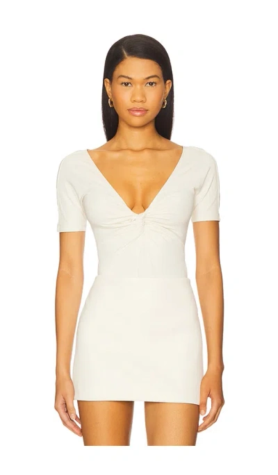 Good American Jersey Twist Front Bodysuit In White