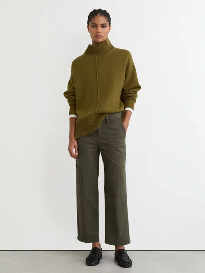 Good American Khaki  Cropped Cargo Trousers In Brown