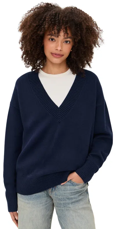 Good American Knit Deep V Knit Sweater Horizon Ink In Blue