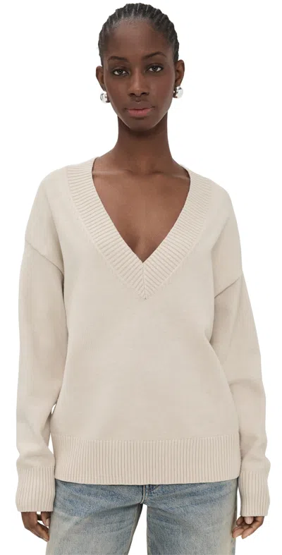 Good American Knit Deep V Knit Sweater Vanilla001 In Neutral