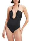 GOOD AMERICAN LEILANI WOMENS HALTER PLUNGING ONE-PIECE SWIMSUIT