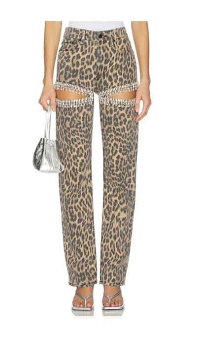 Good American Leopard Good Icon Straight Diamond Jeans In Lucky Leopard001