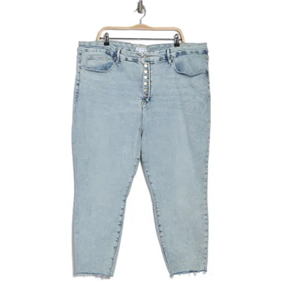 Good American Light Compression Raw Hem Crop Jeans In Blue
