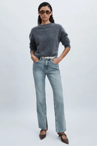 Good American Light Indigo  Straight-leg Slit-hem Jeans