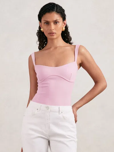 GOOD AMERICAN GOOD AMERICAN LIGHT PINK GOOD AMERICAN SCUBA SWEETHEART BODYSUIT