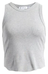 Good American Lightweight Crop Stretch Cotton Rib Racer Tank In Gray