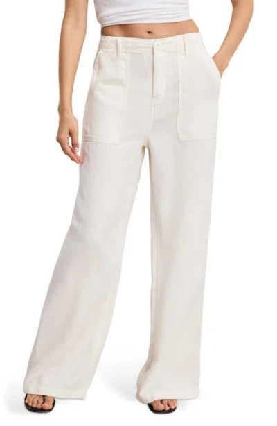 Good American Lite Cotton Blend Pants In White