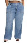 Good American Lite Drawstring Jeans In Blue