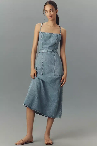 Good American Lite Linen Denim Midi Dress