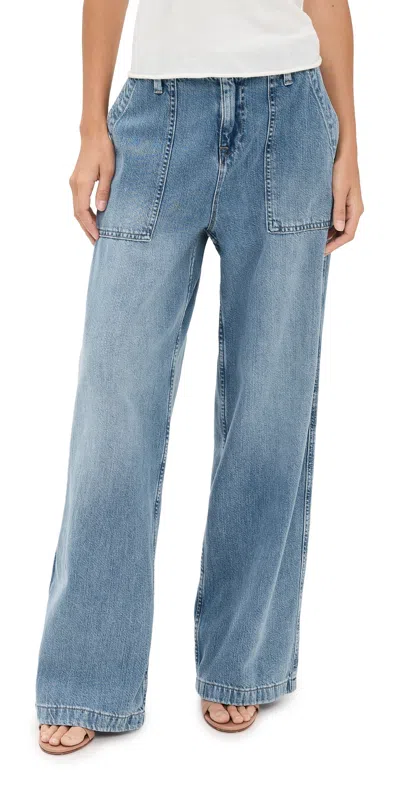 Good American Lite Linen Denim Pants Indigo786 In Blue