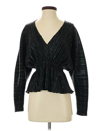 Pre-owned Good American Long Sleeve Blouse In Black