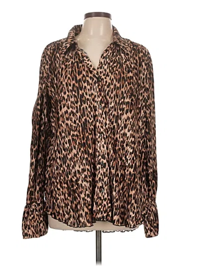 Pre-owned Good American Long Sleeve Blouse In Brown