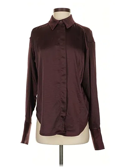 Pre-owned Good American Long Sleeve Blouse In Burgundy