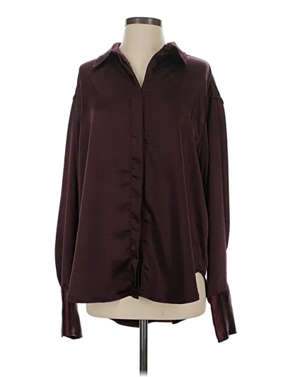 Pre-owned Good American Long Sleeve Blouse In Burgundy