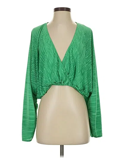 Pre-owned Good American Long Sleeve Blouse In Green