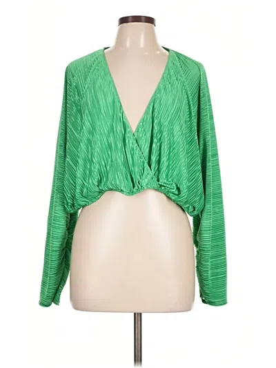 Pre-owned Good American Long Sleeve Blouse In Green