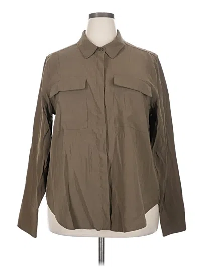 Pre-owned Good American Long Sleeve Button Down Shirt In Brown