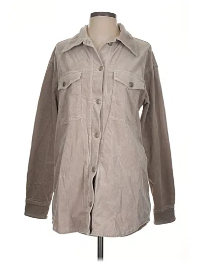 Pre-owned Good American Long Sleeve Button Down Shirt In Gray
