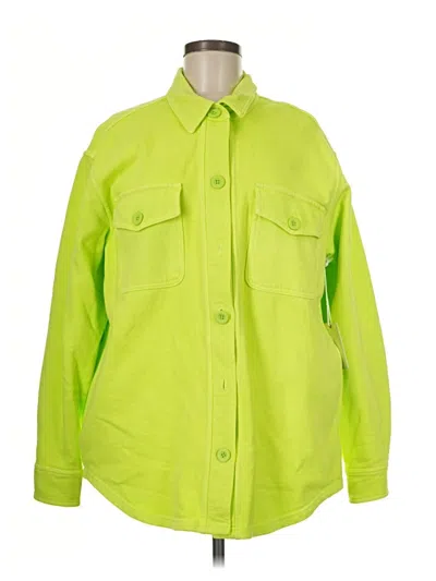 Pre-owned Good American Long Sleeve Button Down Shirt In Green