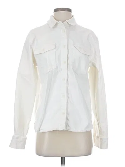 Pre-owned Good American Long Sleeve Button Down Shirt In Ivory