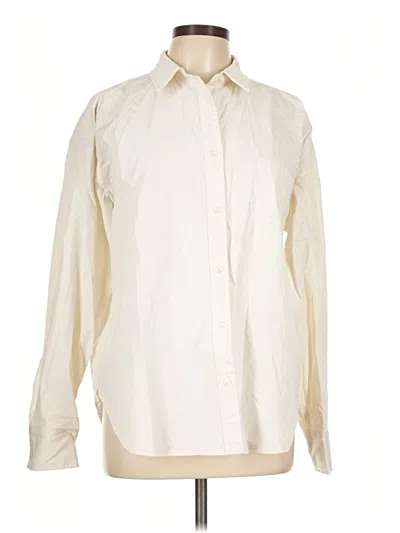 Pre-owned Good American Long Sleeve Button Down Shirt In Ivory