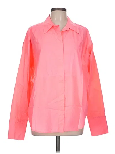 Pre-owned Good American Long Sleeve Button Down Shirt In Pink