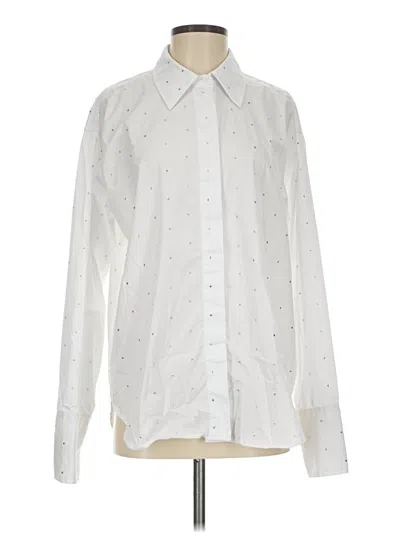 Pre-owned Good American Long Sleeve Button Down Shirt In White