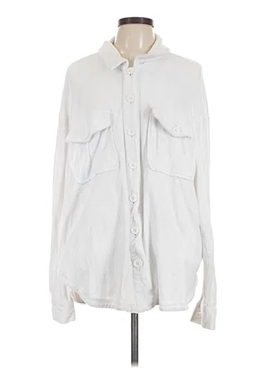 Pre-owned Good American Long Sleeve Button Down Shirt In White