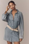 Good American Long-sleeve Denim Romper In Blue