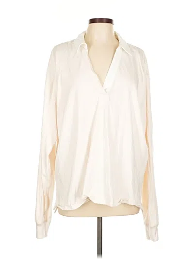 Pre-owned Good American Long Sleeve Polo Shirt In White