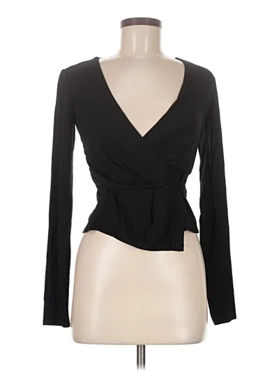 Pre-owned Good American Long Sleeve Top Black Plunge Neckline Tops