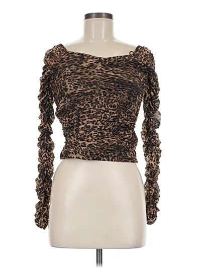 Pre-owned Good American Long Sleeve Top Brown Sweetheart Neckline Tops