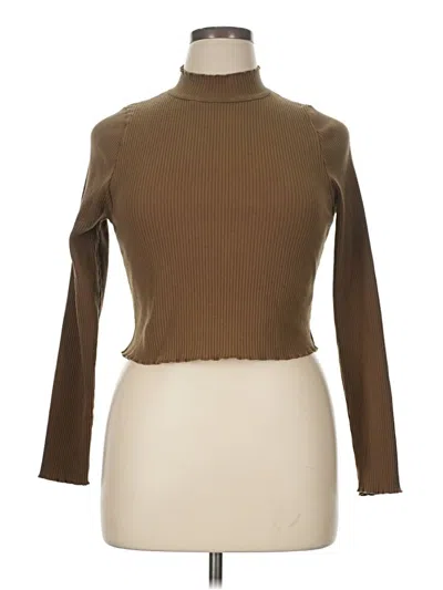 Pre-owned Good American Long Sleeve Top Brown Turtleneck Tops