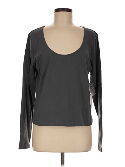 Good American Long Sleeve Top Gray Scoop Neck Tops