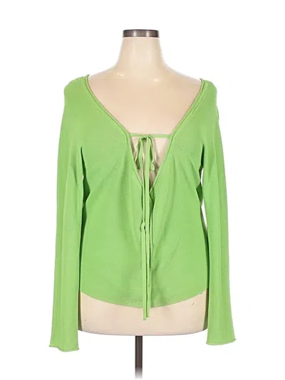 Pre-owned Good American Long Sleeve Top Green Sweetheart Neckline Tops