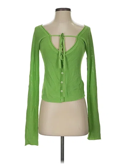 Pre-owned Good American Long Sleeve Top Green Sweetheart Neckline Tops