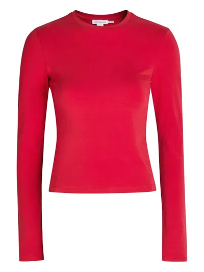 Good American Crew Neck Long Sleeve Top In Red