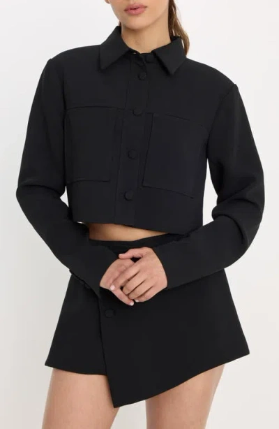 Good American Luxe Crop Jacket In Black