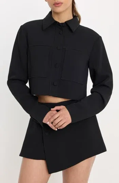 Good American Luxe Crop Jacket In Black001