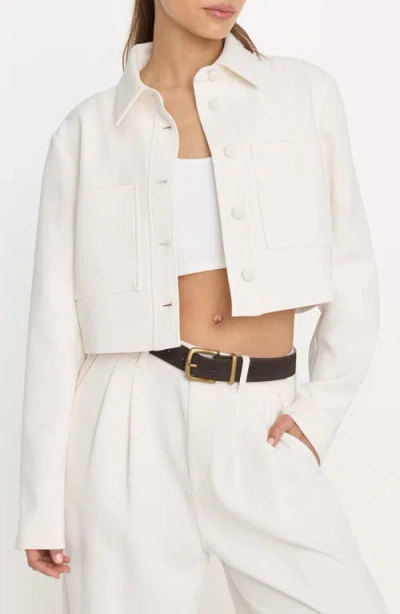 Good American Luxe Crop Jacket In White