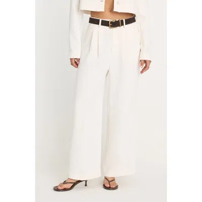 Good American Luxe High Waist Ankle Wide Leg Trousers In White