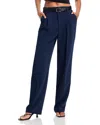Good American Luxe Suiting Column Wide Leg Trousers In Navy
