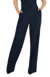 Good American Luxe Suiting Column Wide Leg Trousers In New Navy002