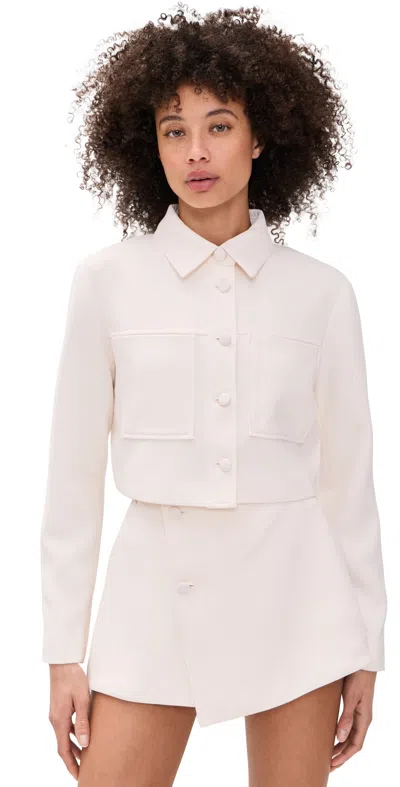 Good American Luxe Suiting Cropped Jacket Soft Shell In White