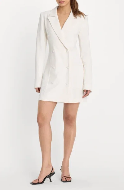 Good American Luxe Suiting Exec Long Sleeve Blazer Minidress In White