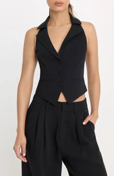 Good American Luxe Suiting Halter Vest In Black