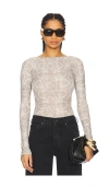 Good American Boat Neck Mesh Bodysuit In Neutral