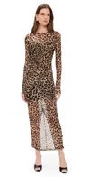 Good American Mesh Ruched Maxi Dress Lucky Leopard001 In Animal Print